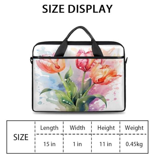 Bolso para portátil floral acuarela 15 pulgadas con correa miniatura 2