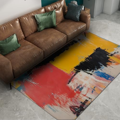 Tapis d'art abstrait lavable à poil bas et antidérapant pour studio de bureau - 6