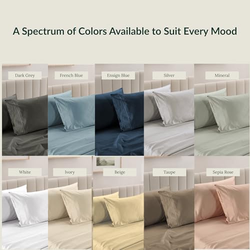 Cloud Scape Linen 100% Egyptian Cotton Sheets for Queen Size Bed, 4 Pieces Bedding Set, 1000 Thread Count, Hotel Quality, Silky Soft, Deep Pockets up to 17”, Dark Linen