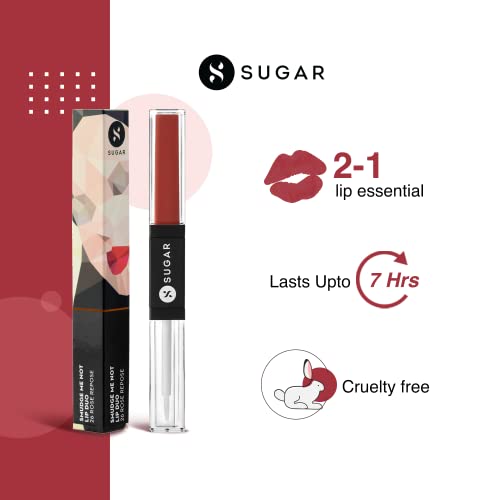 Image of SUGAR Cosmetics - Smudge Me Not - Lip Duo - 26 Rose Repose (Peach Pink) - 3.5 ml - 2-in-1 Duo Liquid Lipstick with Matte Finish and Moisturizing Gloss