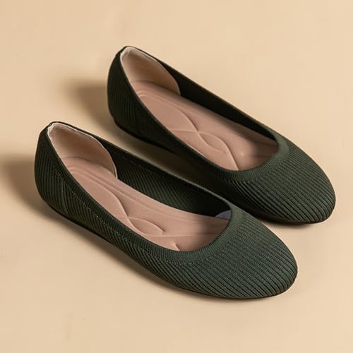 Women's Knitted Ballet Flats Round Toe Casual Walking Shoes2