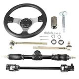 300mm Steering Wheel,Gear Rack Pinion Tie Rod Rack,435mm /17.1'' Adjustable Shaft Assembly compatible with Buggy 110cc 125cc 140cc Go Kart Golf UTV ATV Accessories