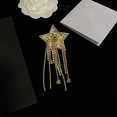 Broche Étoile d'Or avec Pompon et Perles pour Costume et Robe - 4