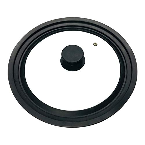 Universal Lid for Pots and Pans- Universal Lid Tempered Glass Lid for skillet Frying Pan Cover silicone Pan Lids Fit 95 10 11 inch Black