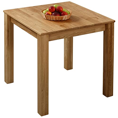 KROKWOOD Bonn Solid Wood Dining Table - Durable FSC Certified Wooden Kitchen Table - Assembling Hardware Included (Oak 75x75x75 cm)