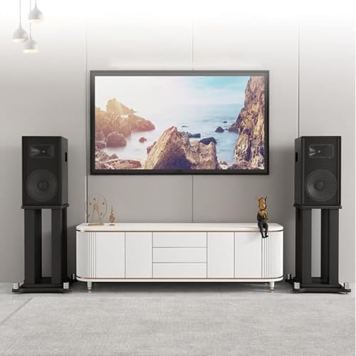 Wytrzymałe stojaki głośnikowe, stojące na podłodze wsporniki audio do głośników półkowych, stabilna metalowa konstrukcja z podstawą wypełnianą piaskiem do systemu kina domowego