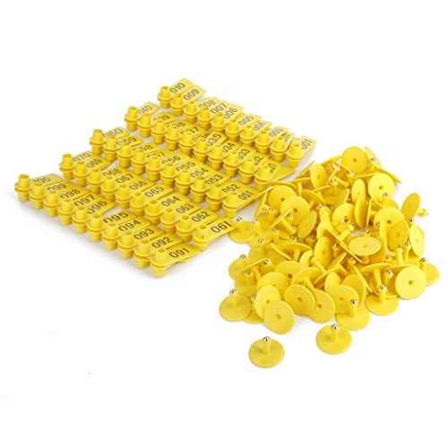 Delidge Livestock Tags TPU Identification Blank Ear Tags 100Pcs Goat Goats Sheep Pigs Hogs Cows Cattle Calf Farm Ear Tags 2 x 0.7inch (Yellow)