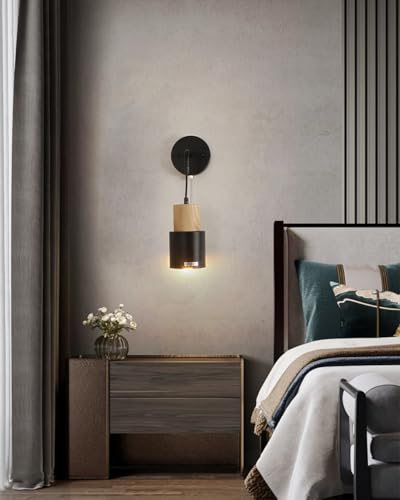Image of Pull Chain Wall Sconce Light,Industrial Farmhouse Black Wall Wall Lamp Wall Light Fixture for Kitchen Island Mirror Bedroom Bathroom Hallway, BC09001