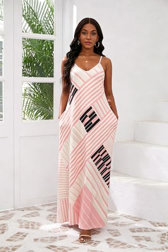 Image of vunahzma Womens Casual Fashion Sleeveless Plus Size Loose Long Sexy Maxi Dress with Pockets