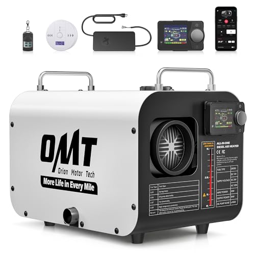 Orion Motor Tech 5kW Diesel Heater, 12V 24V All in One Diesel Air Heater 1.3 Gal Tank with CO Alarm Auto Shutoff Compatible with Car Truck RV Camper Boat （Not an Engine Part）
