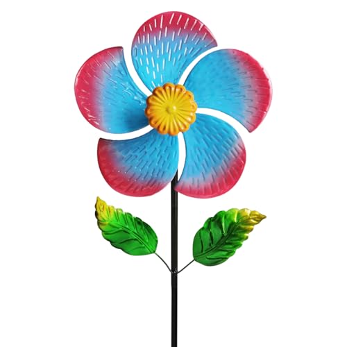 Senflame Garden Wind Spinners & Metal Wind Sculptures - Outdoor Windmill Decor with Vibrant Red & Blue, Yard Art for Patio Lawn Garden Ornament, Dynamic Wind Spinner Sculpture for Landscape 1Pack