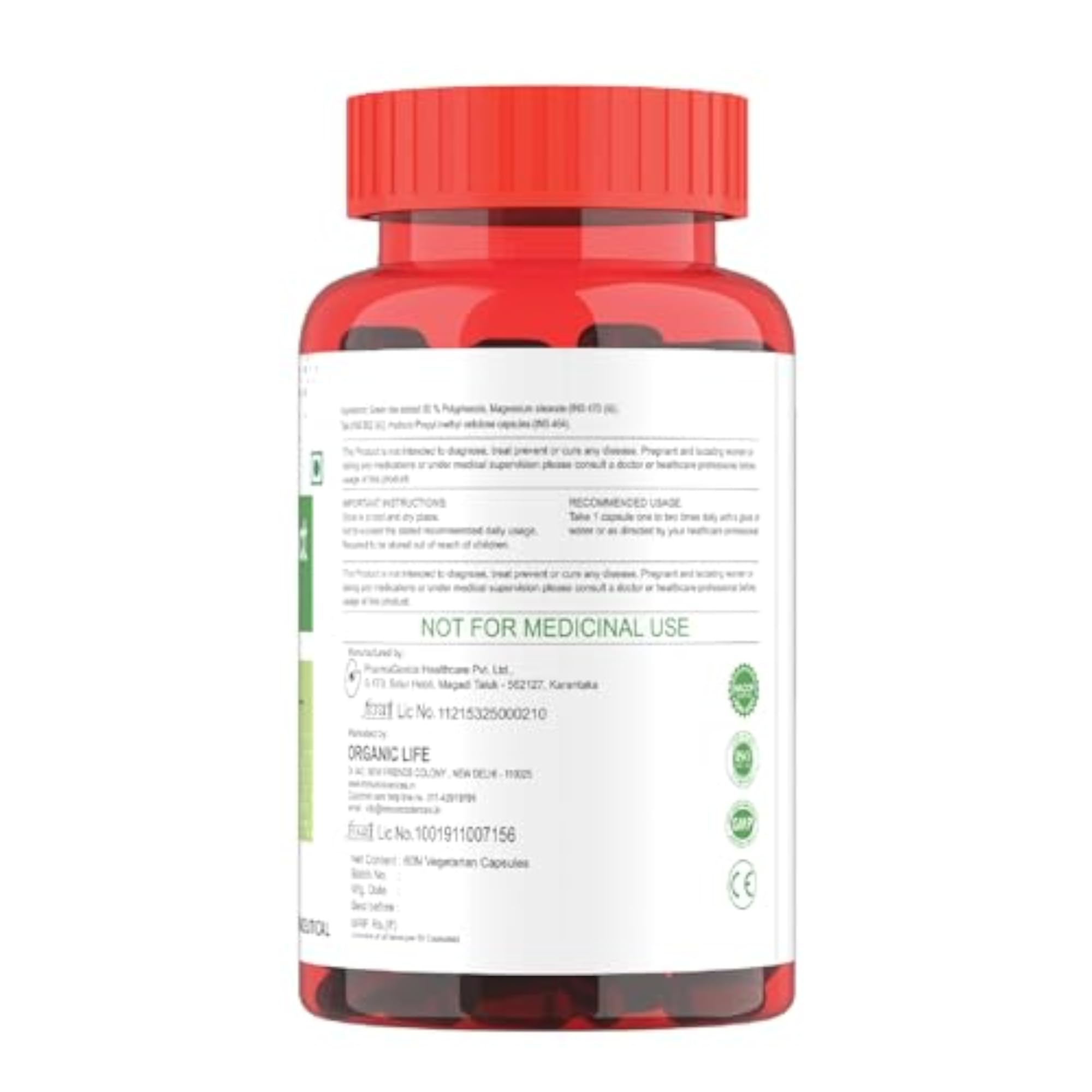 Green Tea Extract Capsules, 98% Polyphenols, 60 Vegan Capsules