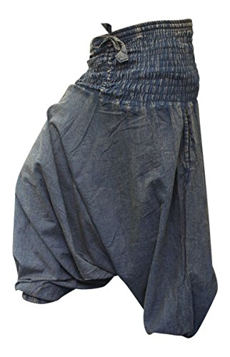 Shopoholic Fashion Unisex Stonewashed Plain Hippy Harem Trouser2