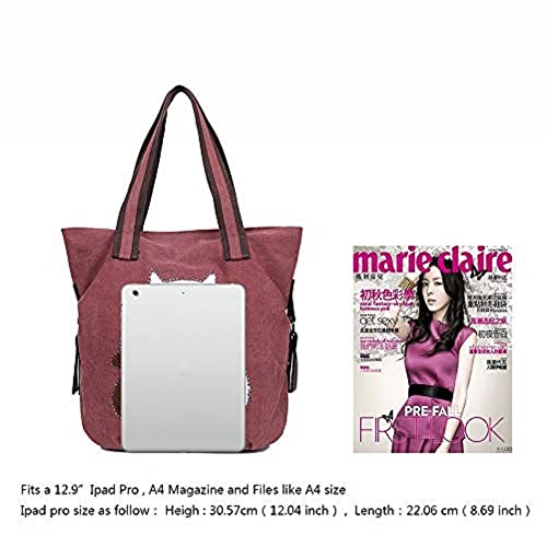 EGOGO Dames Canvas Schoudertas Canvas Tote Bag Schattige Katten Canvas Boodschappentas Handtas E523-4 - Image 6