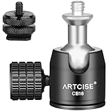 ARTCISE 小型 ボール 自由雲台 ホットシューマウント付き 1/4インチネジ 軽量 アルミ合金 ミニ 三脚ヘッド 360度回転可能 パノラマ カメラ雲台 ライトスタンドDSLRカメラ ビデオカメラ等に対応 耐荷重3キロ