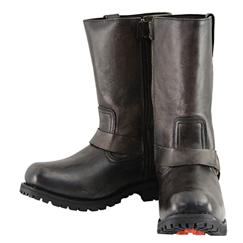 Image of Milwaukee Leather Men's Distressed Gray Leather 11-inch Classic Harness Square Toe Motorcycle Boots MBM9006 | Premium Material, Square Toe, Rider Ready, Durable Everyday Wear