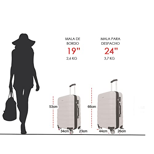 Kit Conjunto 2 Malas Rígidas 360° com TSA - Gladiador A3PM (Cinza Grafite)