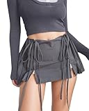 LTZYLS Y2K Skirt Pleated Low Rise Mini Skirt Sexy Preppy Coquette Micro Skirts Rave Skirts for Women（Grey，Large）