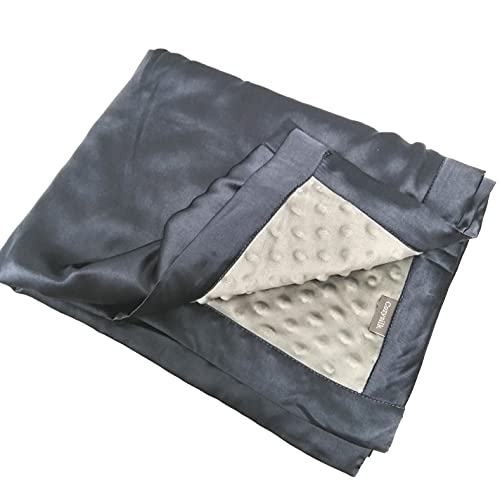Image of Baby Soft Silk Blanket - 100% Mulberry Silk On One Layer with Minky Plush Dot Blanket Backing - Reversible Double Layer, Gift for Girls /Boys Best for Summer (28 x 40 inch, Dark Grey)