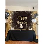 Black Gold Happy Birthday Backdrop Gold Glitter Spots Photography Background Adults Man Boy Birthday Party Table Wall Decoration Photo Shoot Booth Studio Props 7x5FT - Image 5