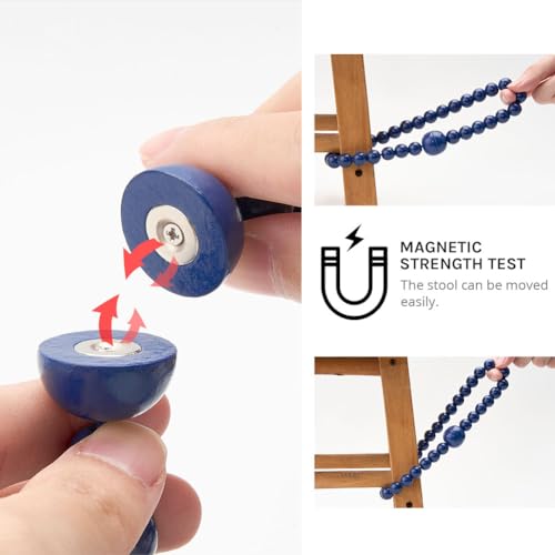 Pretty Jolly 2 Pack Wood Bead Curtain Tiebacks Boho Farmhouse Decor Drape Tie Backs Strong Magnetic Natural Wooden Beaded Curtain Holdbacks for Home & Office Outdoor Window Draperies (Dark Blue) - Image 3
