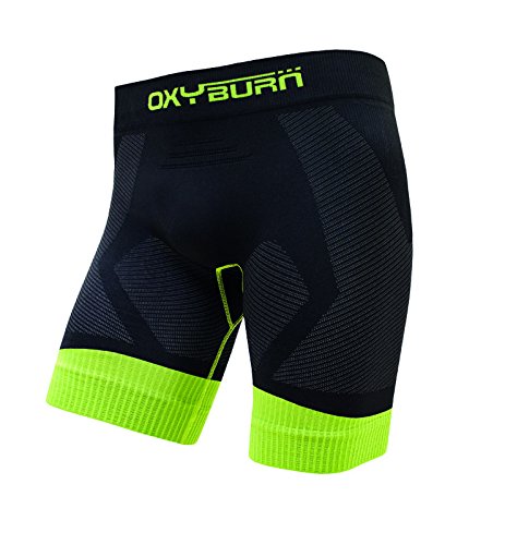 Oxyburn Pantalón Corto de compresión 2 kylyan Running y Varios Sport, Giallo/Nero, L-XL