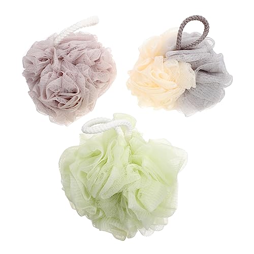 NOLITOY 3個沐浴球 ふんわり泡立ボディスクラバー バス用品 使いやすいデザイン 洗浄のための快適な入浴アイテム コンパクト収納可能なバス