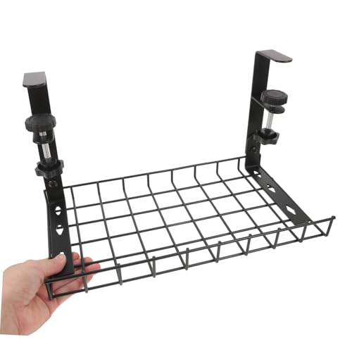 Housoutil Bandeja para debajo del escritorio organizador sin taladro para almacenamiento de cables Cesta elegante para escritorio Oficina Hogar Clips Diseño moderno Organizador de cables para un espacio de trabajo más limpio miniatura 7