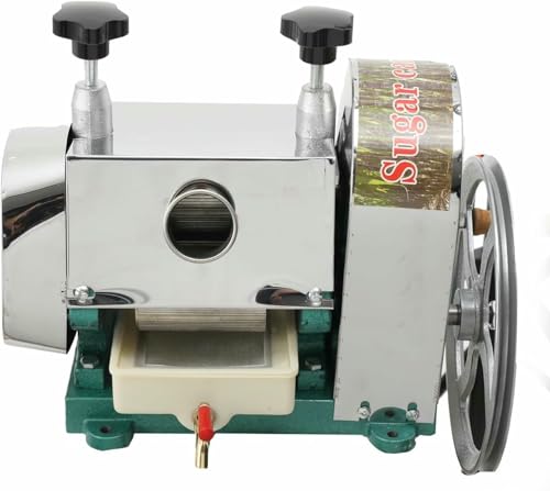 Commercial Stainless Steel Manual Sugar Cane Juicer Machine with Faucet - Efficient Sugarcane Press Extractor 110LBS/H for Your Kitchen