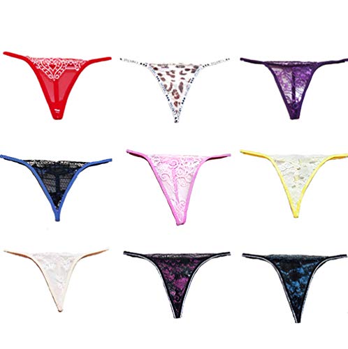 Sexy Lace G String T back Thongs Panties 6 Packs Lingerie (Multicoloured, S-M)