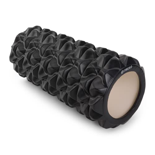 Rouleau de Massage Musculaire Longueur 33 cm et Diamètre 14 cm Mousse EVA et PVC Picots Noir pour Exercice à La Maison Pilates Yoga Stretching Physiothérapie