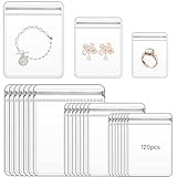 LETGO 120 pcs 3 Sizes Clear PVC Jewelry Bags Plastic Transparent Jewelry Pouches for Rings Earrings Packing Storage Pouch Anti Tarnish Zip Lock Bags for Holding Jewelries (Clear, 3 Sizes Mixed)