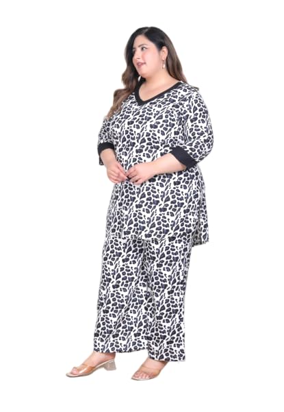 kalavisha Latest Printed Stylish Regular 2PC Co Ord Big Palazzo Loungewear Casual Set in Extra Plus-picture-38