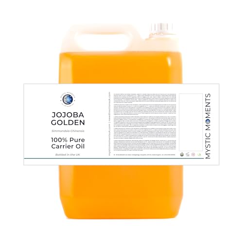 Mystic Moments| Jojoba Golden Carrier Oil 5 Litres | Organic Simmondsia Chinensis | Deep Moisture Skin Nourishment | Natural Hair & Beard Conditioning