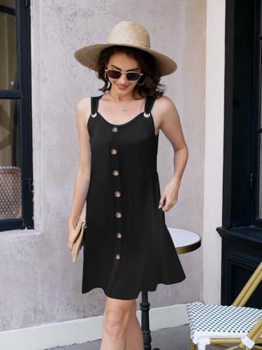 ETCYY Sun Dresses for Women 2025 Vacation Beach Swimsuit Coverups Sundresses Button Down Sleeveless Summer Dress3