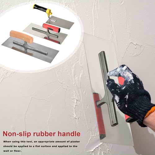 3 Stück Glättekelle, Profi Edelstahl Glättkelle, Set mit Putzkellen, Glättekelle ohne Zahnung, Premium Glättekelle Rostfreie mit Softgriff, Glättscheibe Traufel mit Ergonomisch Griff, Glätter