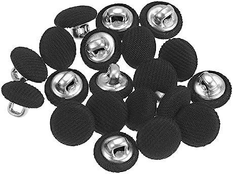 10 Pcs 20mm Fabric Covered Black Buttons, Round Metal Shank Crafting ...