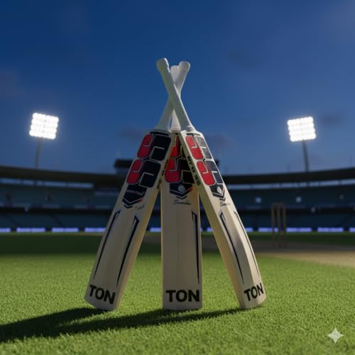 Image of Wood SAINISTARS 2024 Poplar Willow Full Size Tennis Cricket Bat for Street, Tournaments, Practice - Suitable for Tennis Ball, 12 to Old (Red bat)