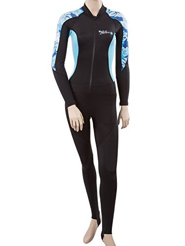 Tilos Women's 6oz Skin Suit (Blue Flower, Large)