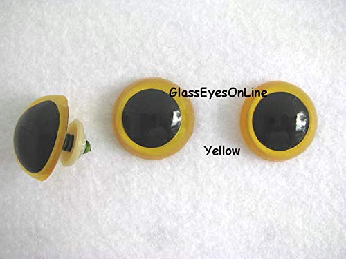 Safety Eyes 5 Pair 24mm to 34mm Choose Color & Size Sewing, Crochet, Arts & Crafts (Yellow, 24mm)