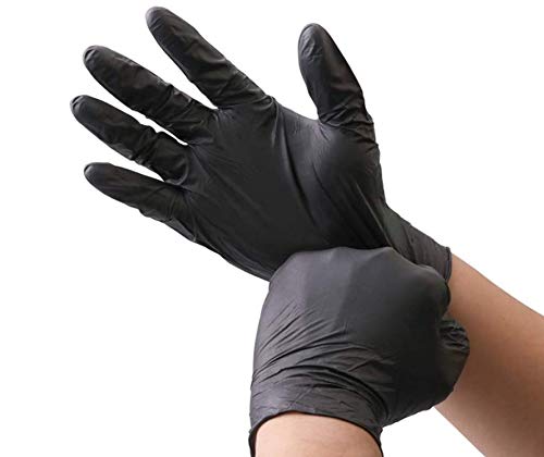 Any leampp Disposable Gloves Medium Food Safe Latex Free Nitrile Sterile 100 Pcs Thicken Nitrile Gloves Black Food Grade Waterproof Allergy Free Disposable Work Safety Gloves Nitrile Gloves
