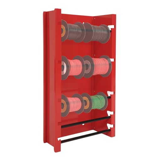 Gelacie 13.7X26X6" Heavy Duty Wire Spool Holder, Wall Mounted Wire Spool Rack, Display & Storage for Electrical Industrial & Retail Use - 5 Adjustable Rods
