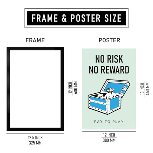 Image of CodersParadise Framed Wall Poster (12x18 Inch) | Inspirational Quote Wall Art | Minimalist Motivational Home Decor for Living Room & Office | Ready-to-Hang Display Frame (No Risk No Reward)