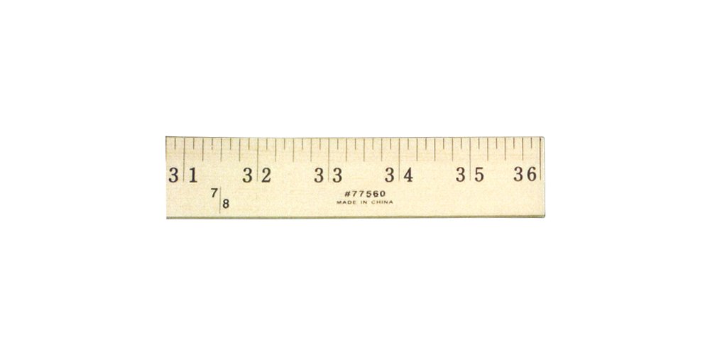 Charles Leonard Wooden Yardstick Ruler, Inches and 1/8 Yard Measurements, Natural Wood, 36 Inches (77560)