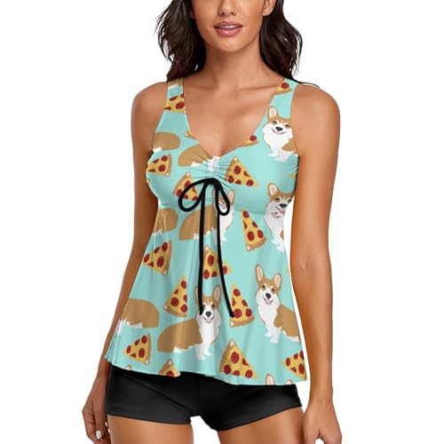 Tankini marbré noir et doré pour femme avec short de bain de surf