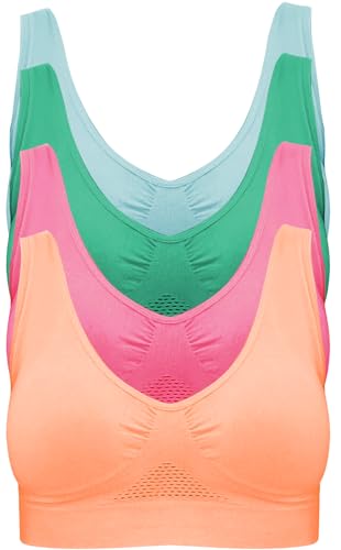 Pretty Seamless BH ohne Bügel Nahtloser Sport BH im 4er Pack für Sport Freizeit und Beruf
