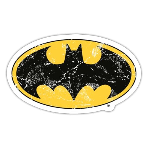 Spreadshirt DC Comics Batman Logo Usé Autocollant Sticker, 10 x 10 cm, blanc mat