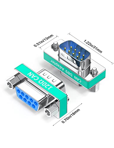 Image of 10 Pack CAN Bus DB9 Terminator Adapter, 120 Ohm CANopen Termination Resistor, DB9 Male to Female Pass Through Connector, 9-Pin Full Wired, Industrial CAN Terminal for PLC DeviceNet Automation Systems