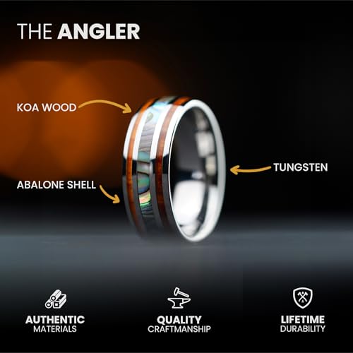 Manly Bands: Ocean-Inspired Mens Wedding Bands and Rings - Unique Wedding Band with Abalone Shell, Stylish Ring for Men - Free Silicone Ring Included3