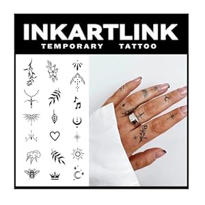 Tattoo Tech, 2 Sheets Medium Semi Permanent Tattoo, Adult Art Design Temporary Tattoos, Lasts 1-2 Weeks (Henna Finger Tattoo for Women 1)